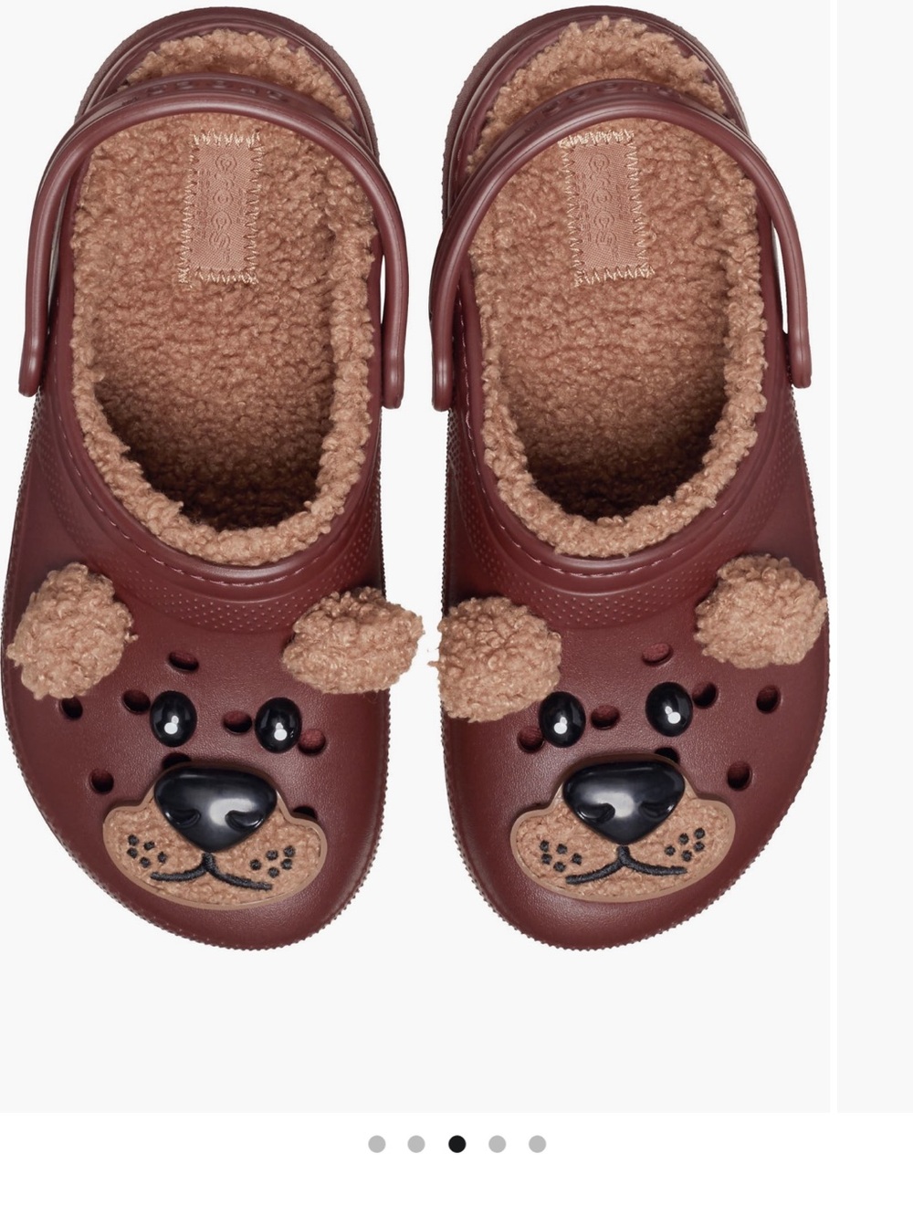 Kids Brown Bear Crocs with Cozy Lining